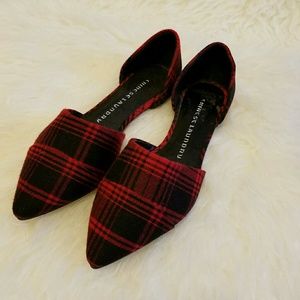 Chinese Laundry Red & Black Plaid D'Orsay Flats